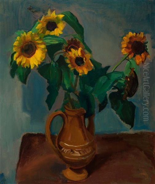 Still Life With Sunflowers Oil Painting by Harrie Kuyten