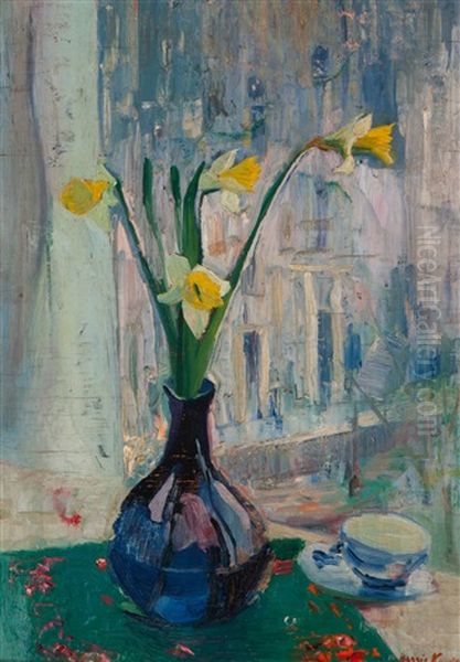 Still Life With Narcissus Oil Painting by Harrie Kuyten