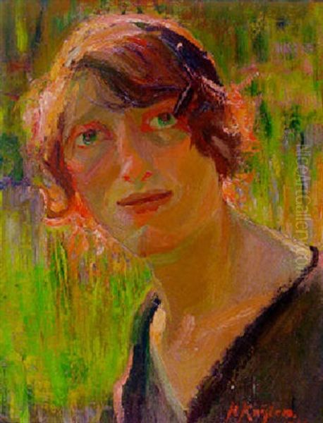 A Portrait Of A Woman Oil Painting by Harrie Kuyten