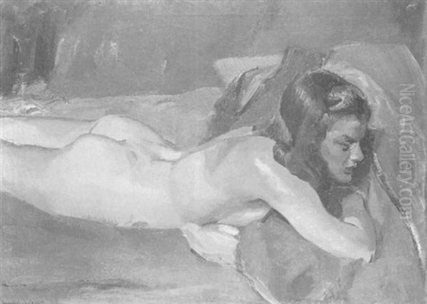 A Reclining Nude Oil Painting by Harrie Kuyten