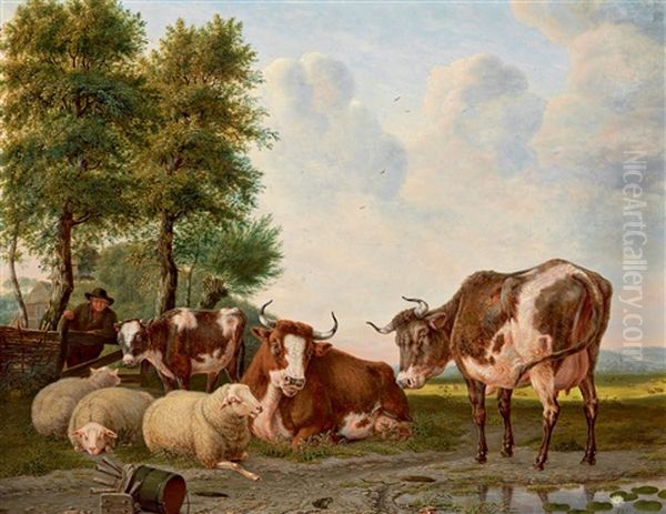 Landschaft Mit Weidendem Vieh Und Einem Bauern Oil Painting by Martinus Antonius Kuytenbrouwer the Elder