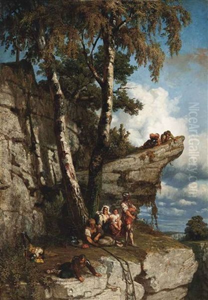 A Difficult Path Oil Painting by Martinus Antonius Kuytenbrouwer the Younger