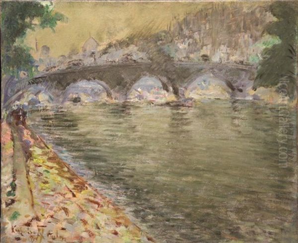 Pont Royal In Paris Oil Painting by Konstantin Kuznetsov