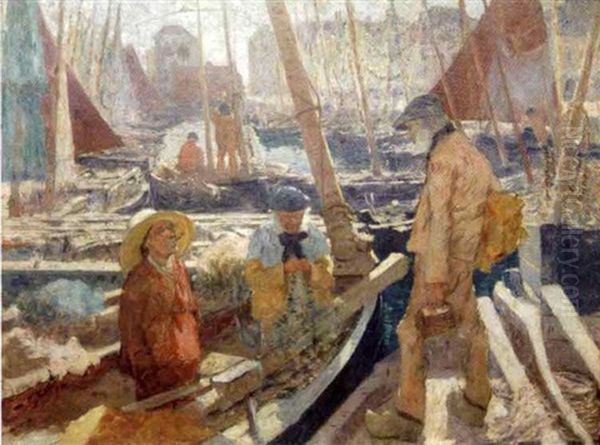 Les Pecheurs De Concarneau Oil Painting by Konstantin Kuznetsov