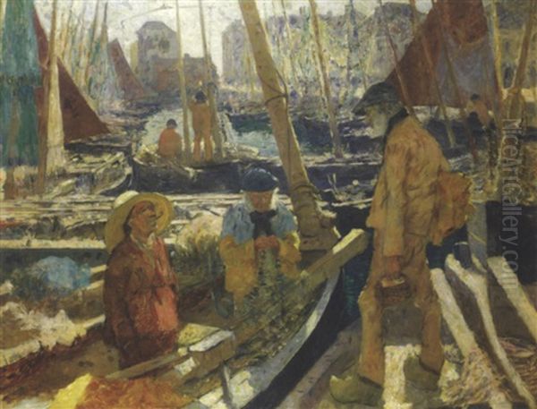 Pecheurs De Concarneau Oil Painting by Konstantin Kuznetsov