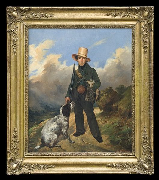 Hunter With A Dog Oil Painting by Anton Teofil Kwiatkowski