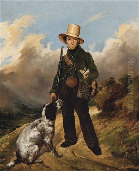 A Huntsman And His Faithful Friend Oil Painting by Anton Teofil Kwiatkowski