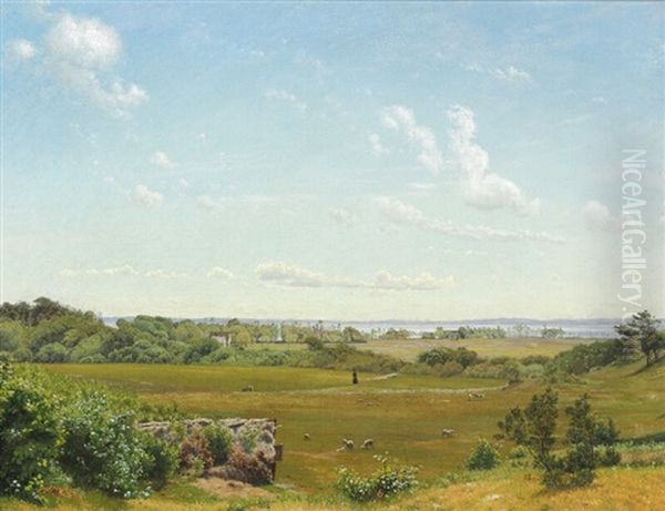 Danish Summer Landscape Oil Painting by Vilhelm Peter Karl Kyhn