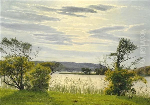 Landscape With A View From Rye Station Oil Painting by Vilhelm Peter Karl Kyhn