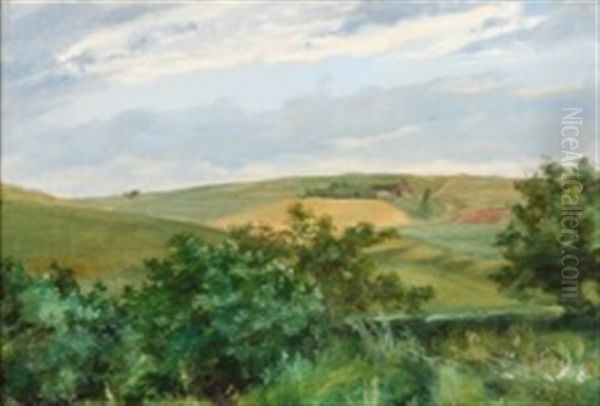 A Summer's Day In The Countryside Oil Painting by Vilhelm Peter Karl Kyhn