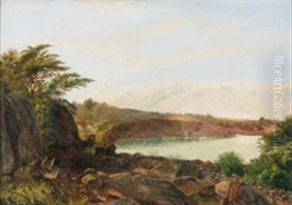 Lake View From Hammersoen On Bornholm Oil Painting by Vilhelm Peter Karl Kyhn