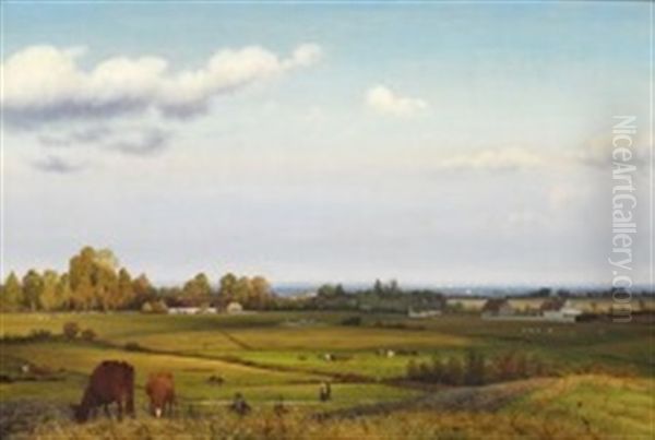 Danish Summer Landscape Oil Painting by Vilhelm Peter Karl Kyhn