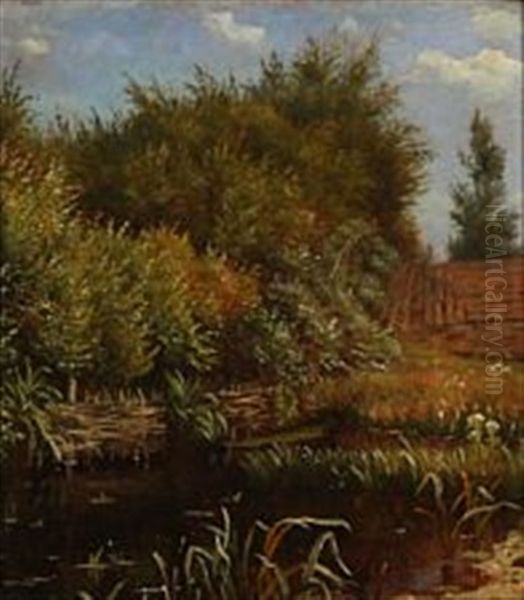 Autumn Landscape With A Lake Oil Painting by Vilhelm Peter Karl Kyhn