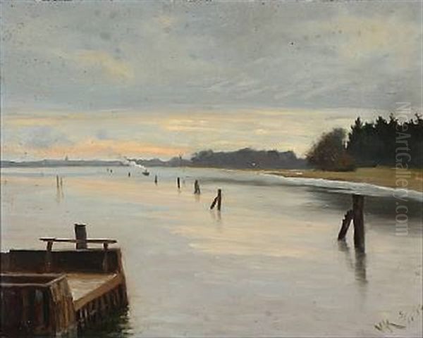 Coastal Scene, Presumably From Lolland In Denmark Oil Painting by Vilhelm Peter Karl Kyhn