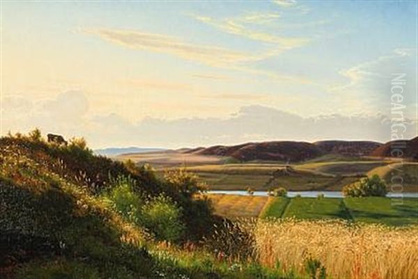 Sildig Sommereftermiddag Ved Ry Station. Knudso Ses Oil Painting by Vilhelm Peter Karl Kyhn