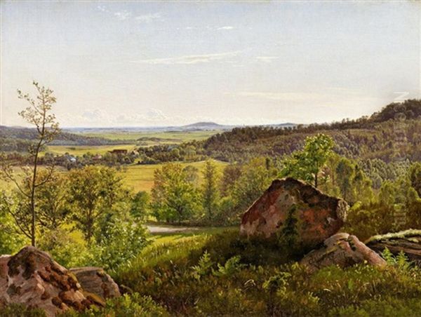 Schwedische Sommerlandschaft In Halland Oil Painting by Vilhelm Peter Karl Kyhn