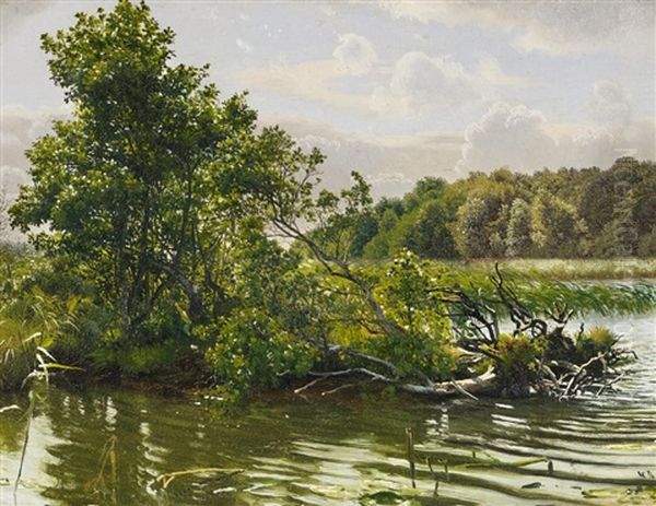 Weidenbruch Am Seeufer Oil Painting by Vilhelm Peter Karl Kyhn