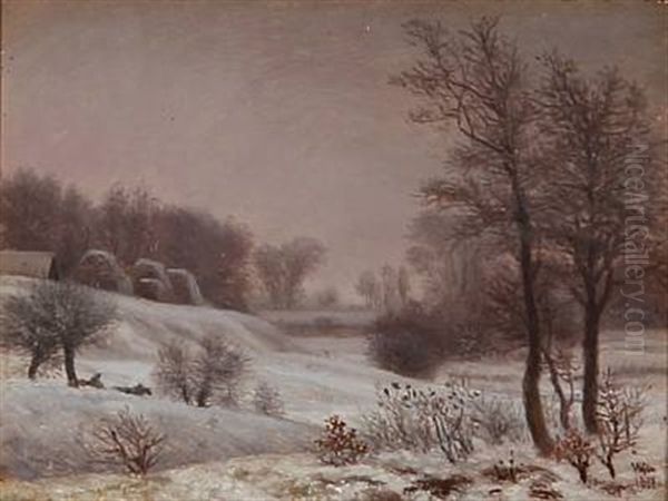 Winter Landscape Oil Painting by Vilhelm Peter Karl Kyhn