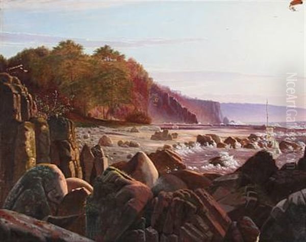 Fra Kysten Ved Ro, Bornholm (from The Coast At Ro On Bornholm Island) Oil Painting by Vilhelm Peter Karl Kyhn