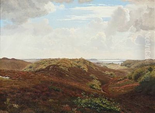 View Of Jyske Hede In Jutland, Denmark Oil Painting by Vilhelm Peter Karl Kyhn