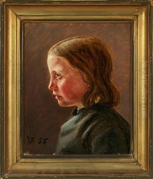 Portrait Of A Young Girl Oil Painting by Vilhelm Peter Karl Kyhn