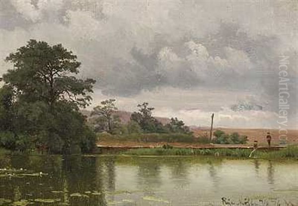 To Drenge Ved En Molledam En Sommerdag Oil Painting by Vilhelm Peter Karl Kyhn