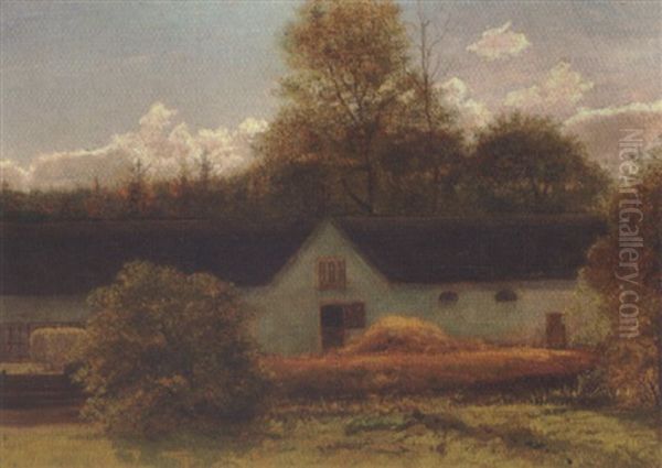 Bondegard I Aftenlys, Sensommer Oil Painting by Vilhelm Peter Karl Kyhn