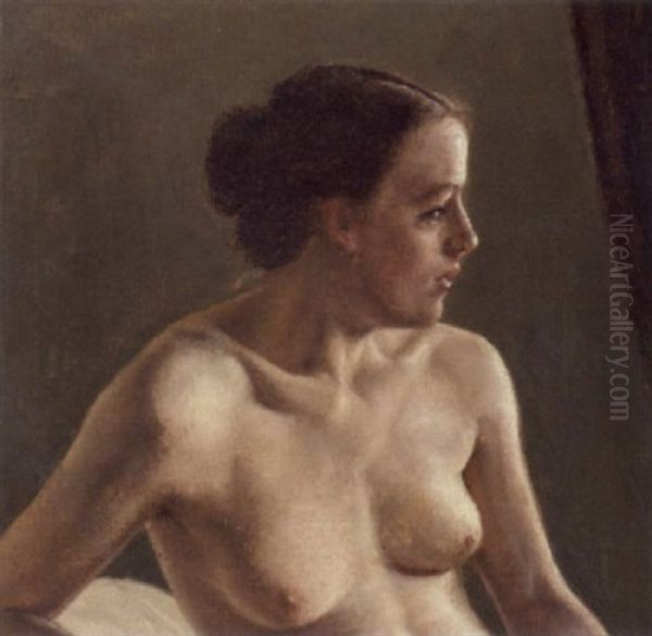 Siddende Nogenmodel Oil Painting by Vilhelm Peter Karl Kyhn