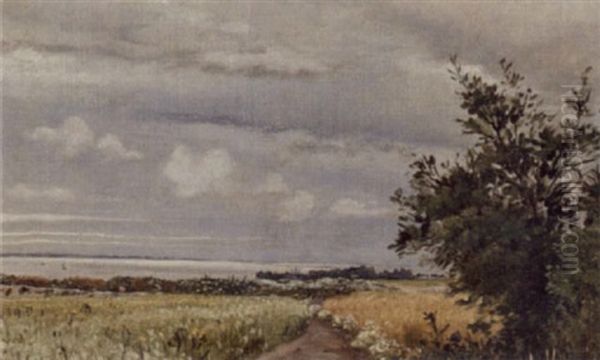 Sommerlandskab Ved Fjorden Oil Painting by Vilhelm Peter Karl Kyhn