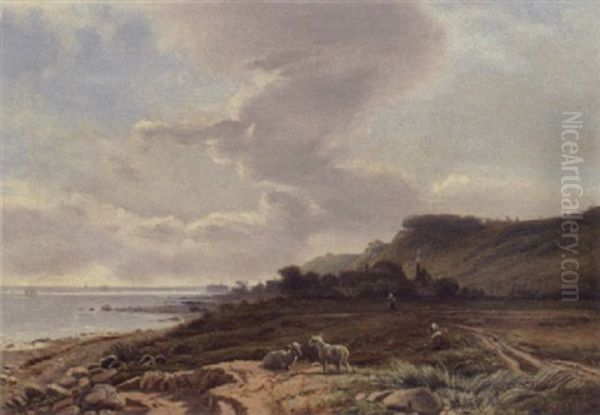 Stranden Ved Hellebaek Oil Painting by Vilhelm Peter Karl Kyhn