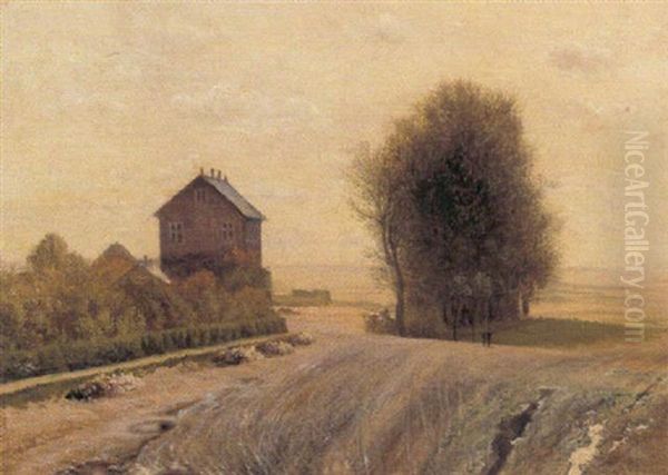 Haervejen Ved Rye Station Oil Painting by Vilhelm Peter Karl Kyhn