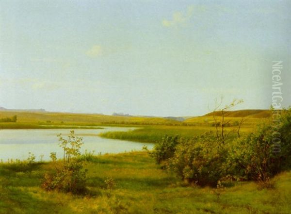 Dansk Sommerlandskab Oil Painting by Vilhelm Peter Karl Kyhn