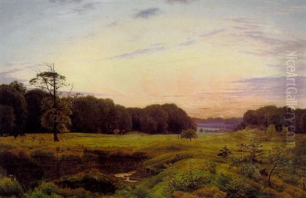 Aftenlandskab, Ordrup Mose Oil Painting by Vilhelm Peter Karl Kyhn