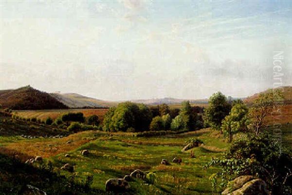 Aabent Landskab Fra Skanderborgegnen Oil Painting by Vilhelm Peter Karl Kyhn