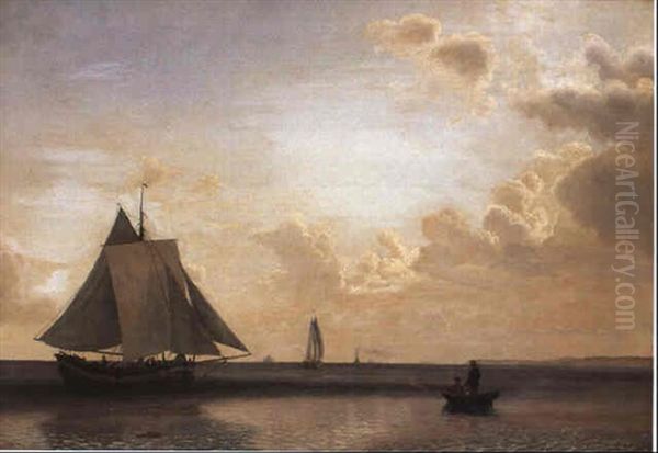 Skibe I Soen Oil Painting by Vilhelm Peter Karl Kyhn