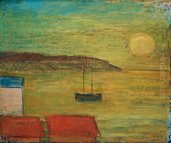 Sunset By The Coast Oil Painting by Carl Kylberg