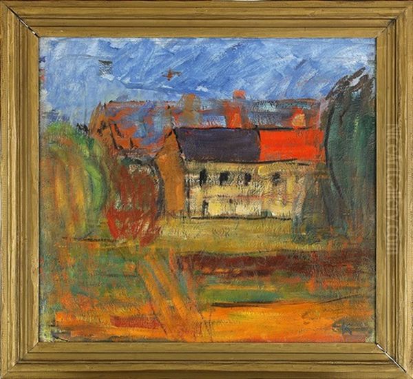 Hus I Tradgarden Oil Painting by Carl Kylberg