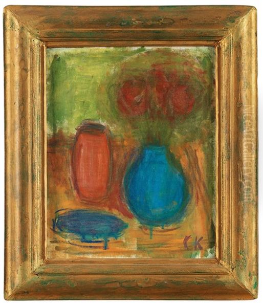 Still Life With Flowers And Vases Oil Painting by Carl Kylberg