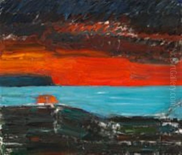 Sunset Over The Sea, C Oil Painting by Carl Kylberg