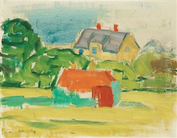 The Yellow House Oil Painting by Carl Kylberg