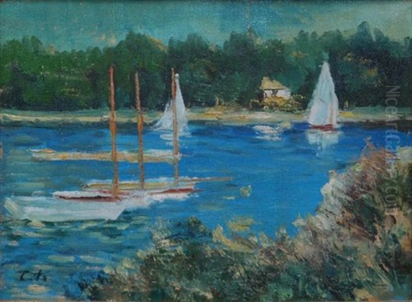 Sailboats On A Lake Oil Painting by Carl Kylberg