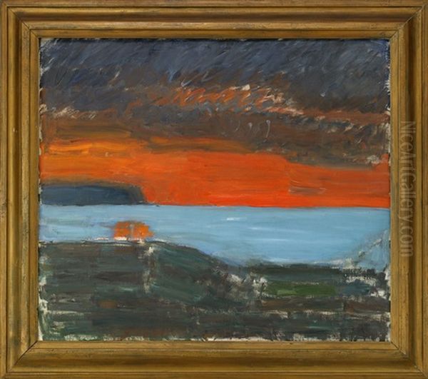 Solnedgang Over Havet Oil Painting by Carl Kylberg