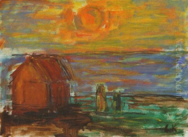 Solnedgang Vid Havet Oil Painting by Carl Kylberg