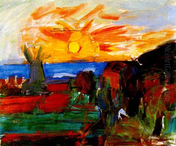 Solnedgang Oil Painting by Carl Kylberg