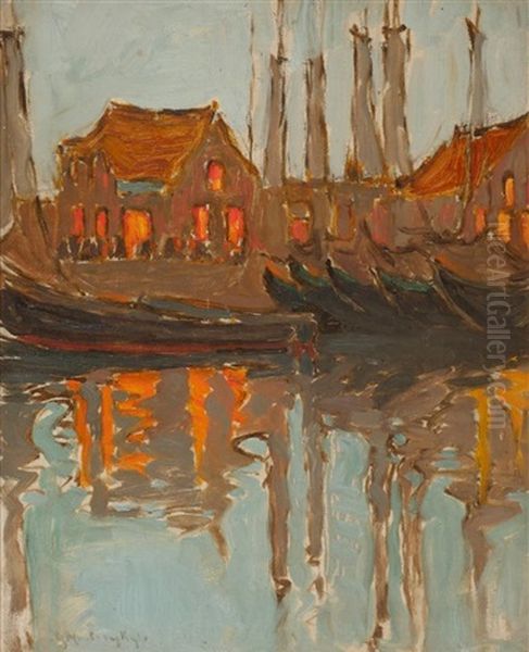 The Harbour Volendam Oil Painting by Georgina Moutray Kyle