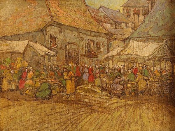 Market Stalls Oil Painting by Georgina Moutray Kyle