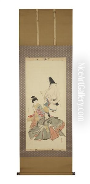 Kakejiku (vertical Hanging Scroll) Oil Painting by Kawanabe Kyosai