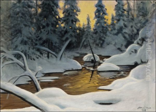 Talvinen Virta Oil Painting by Juho Kyyhkynen