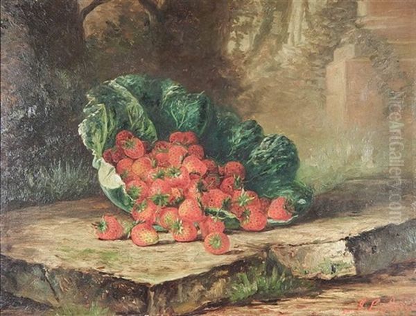 Strawberries Oil Painting by John La Farge