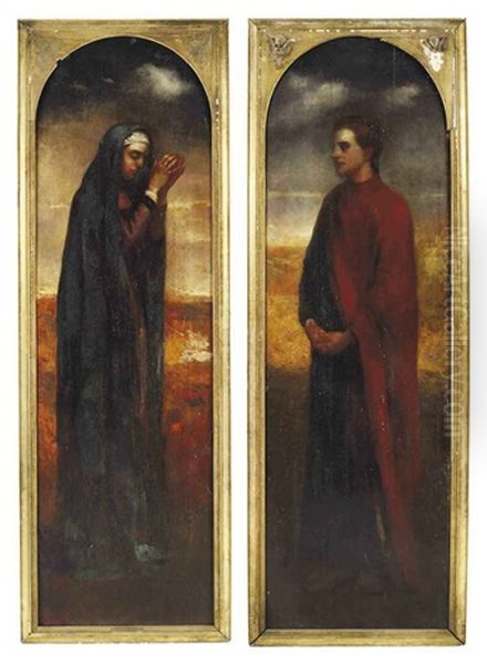 The Virgin (+ St. John The Evangelist At The Foot Of The Cross; Pair) Oil Painting by John La Farge